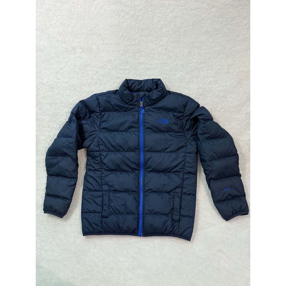 The North Face Boys L 14/16 Zip Up Blue Puffer 550 Down Jacket Winter Coat